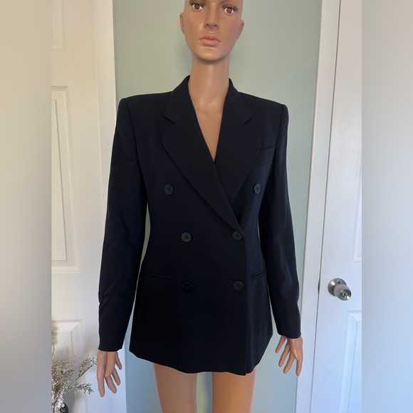 Giorgio Armani Womens Double Breasted Wool Blazer Dark Blue Size 6 - Picture 11 of 11